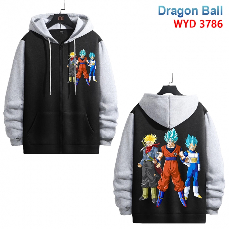 DRAGON BALL Anime black contrast gray pure cotton zipper patch pocket sweater from S to 3XL 