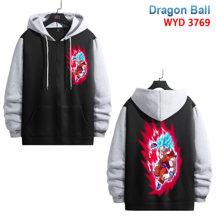 DRAGON BALL Anime black contrast gray pure cotton zipper patch pocket sweater from S to 3XL 