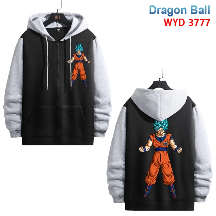 DRAGON BALL Anime black contrast gray pure cotton zipper patch pocket sweater from S to 3XL 