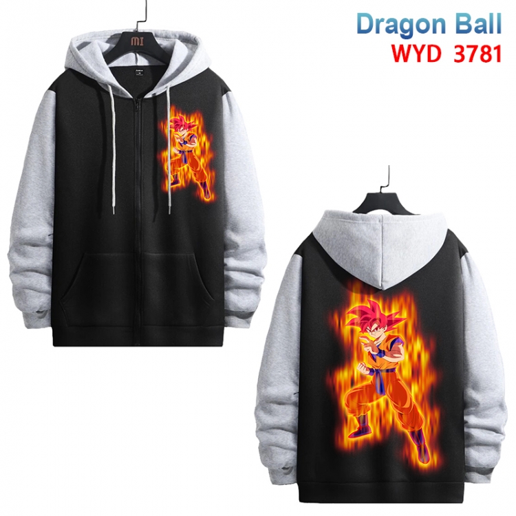 DRAGON BALL Anime black contrast gray pure cotton zipper patch pocket sweater from S to 3XL 