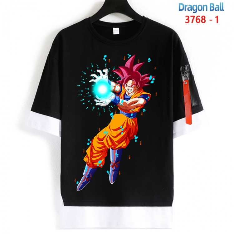 DRAGON BALL Cotton Crew Neck Fake Two-Piece Short Sleeve T-Shirt from S to 4XL