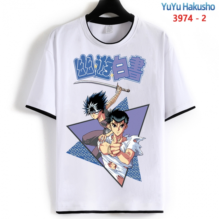 YuYu Hakusho Cotton crew neck black and white trim short-sleeved T-shirt from S to 4XL