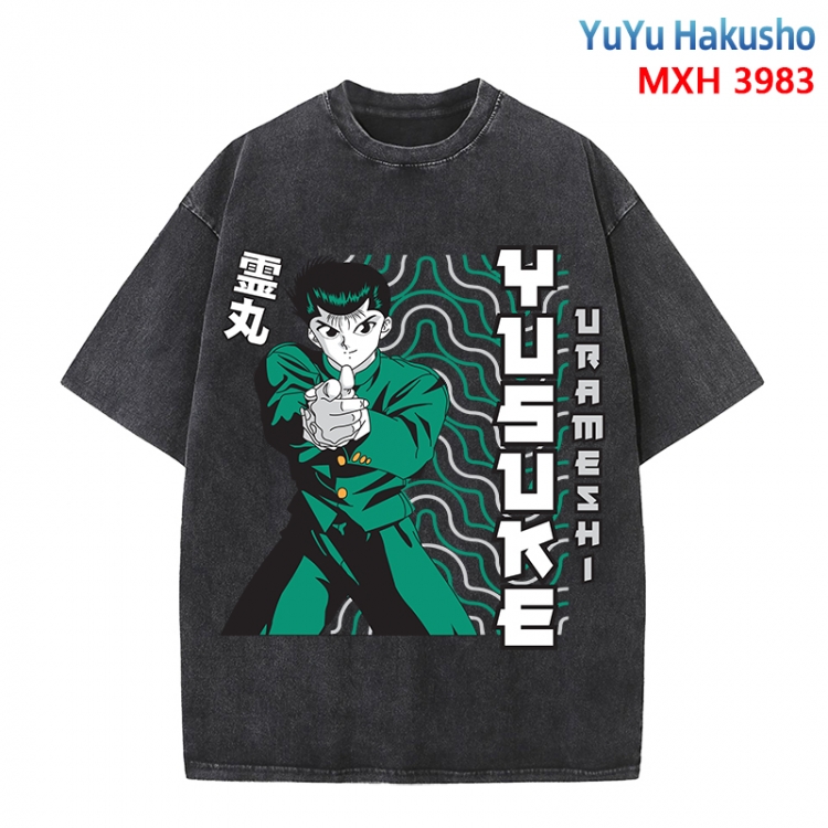 YuYu Hakusho Anime peripheral pure cotton washed and worn T-shirt from S to 4XL