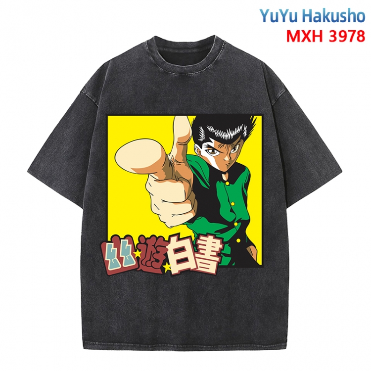 YuYu Hakusho Anime peripheral pure cotton washed and worn T-shirt from S to 4XL