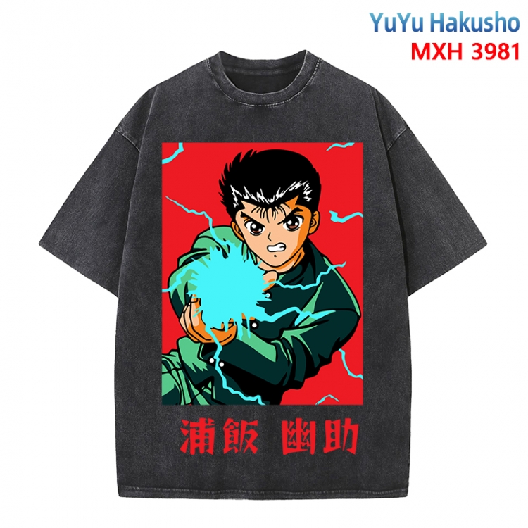 YuYu Hakusho Anime peripheral pure cotton washed and worn T-shirt from S to 4XL