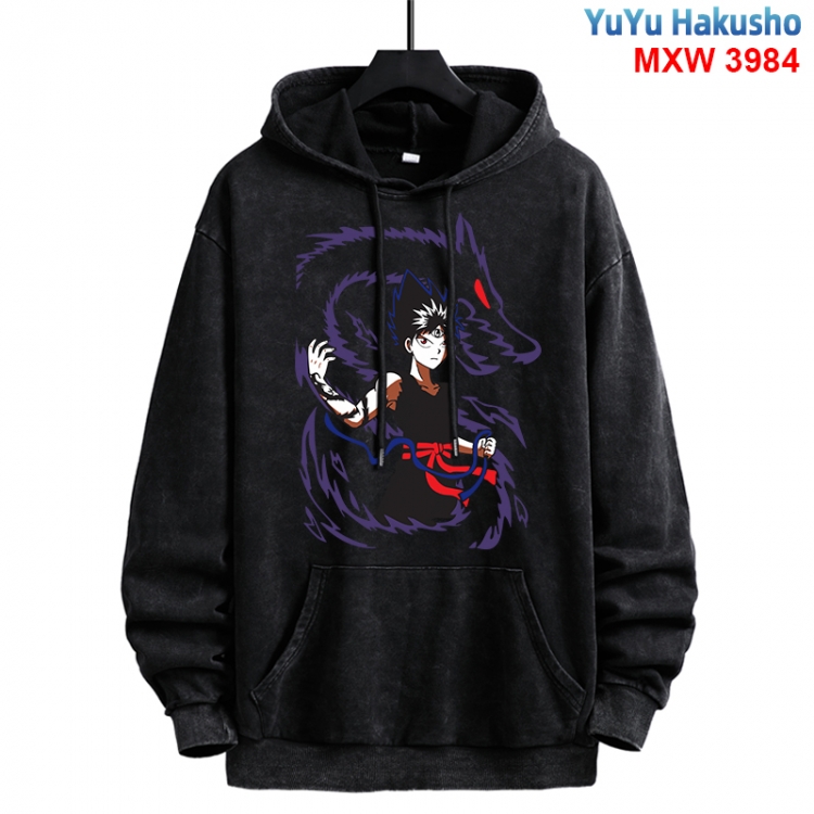  YuYu Hakusho Anime peripheral washing and worn-out pure cotton sweater from S to 3XL
