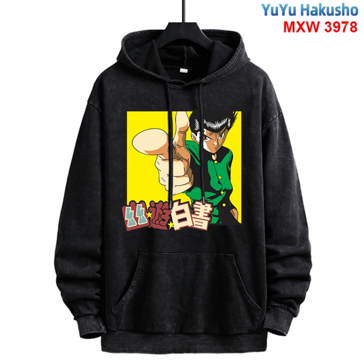 YuYu Hakusho Anime peripheral washing and worn-out pure cotton sweater from S to 3XL