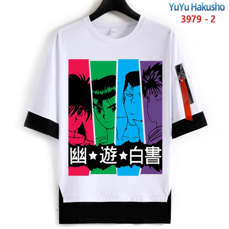 YuYu Hakusho Cotton Crew Neck Fake Two-Piece Short Sleeve T-Shirt from S to 4XL