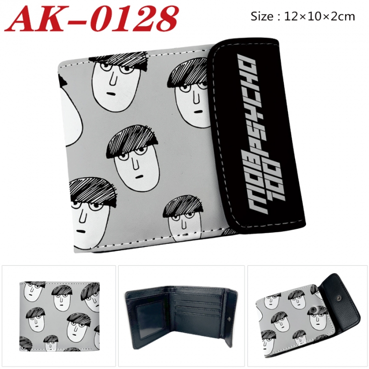 Mob Psycho 100 Anime PU leather full color buckle 20% off wallet 12X10X2CM