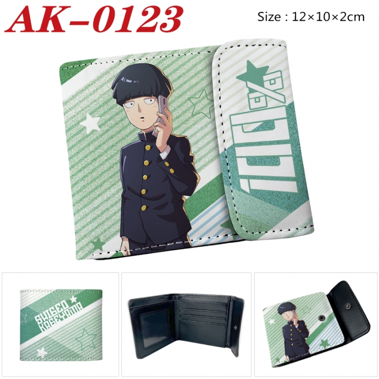 Mob Psycho 100 Anime PU leather full color buckle 20% off wallet 12X10X2CM