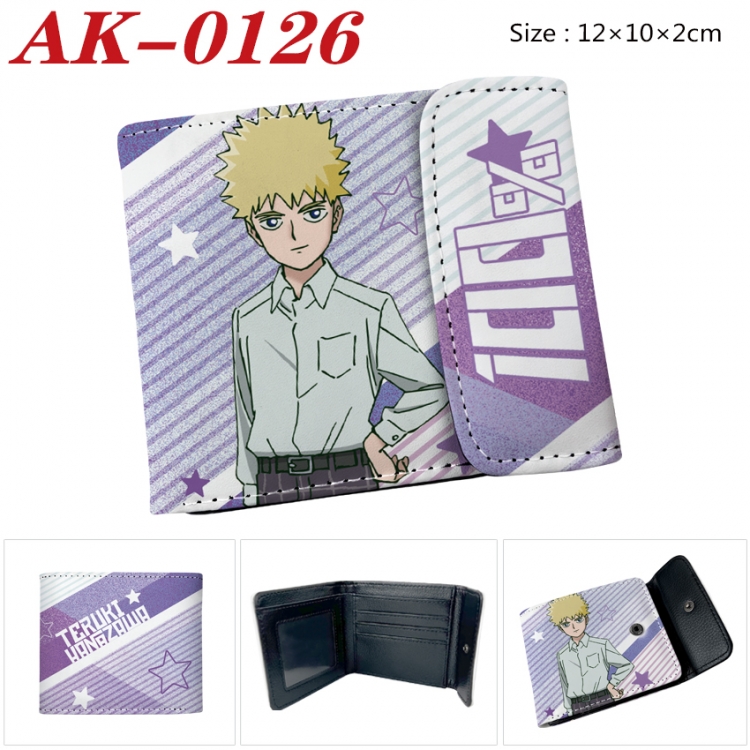 Mob Psycho 100 Anime PU leather full color buckle 20% off wallet 12X10X2CM