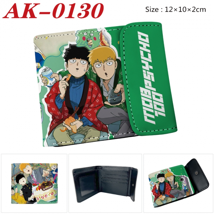 Mob Psycho 100 Anime PU leather full color buckle 20% off wallet 12X10X2CM