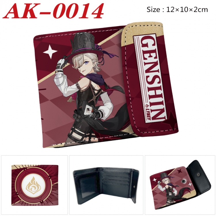 Genshin Impact Anime PU leather full color buckle 20% off wallet 12X10X2CM