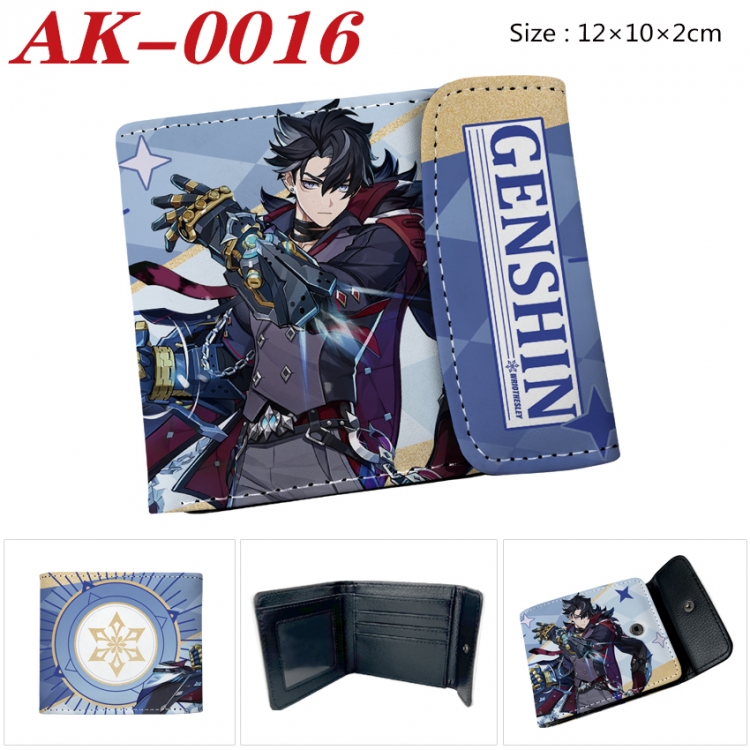 Genshin Impact Anime PU leather full color buckle 20% off wallet 12X10X2CM