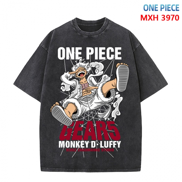One Piece Anime peripheral pure cotton washed and worn T-shirt from S to 4XL