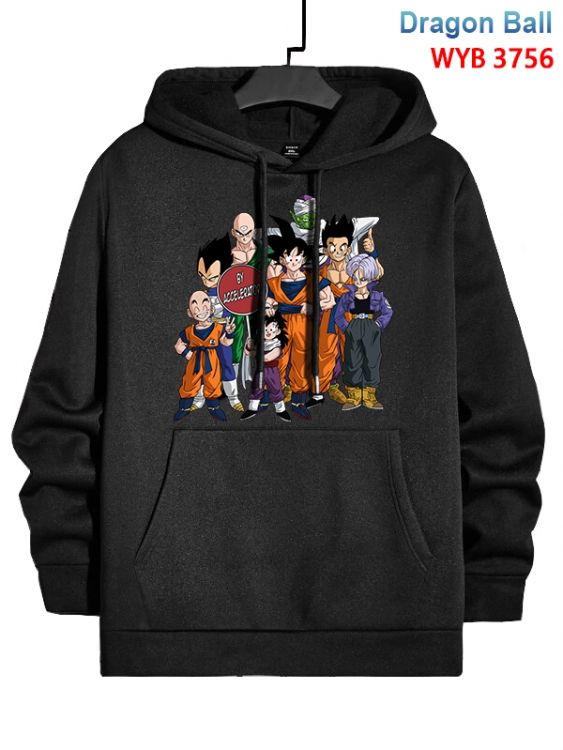 DRAGON BALL Anime black pure cotton hooded patch pocket sweater from XS to 4XL 