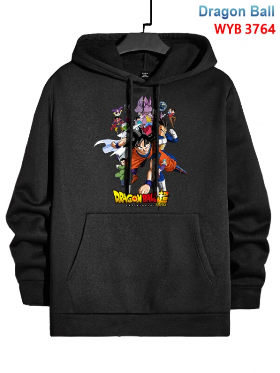 DRAGON BALL Anime black pure cotton hooded patch pocket sweater from XS to 4XL 