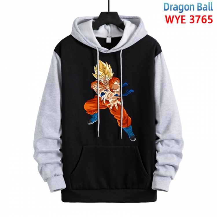 DRAGON BALL Anime black and gray pure cotton hooded patch pocket sweaterfrom XS to 4XL