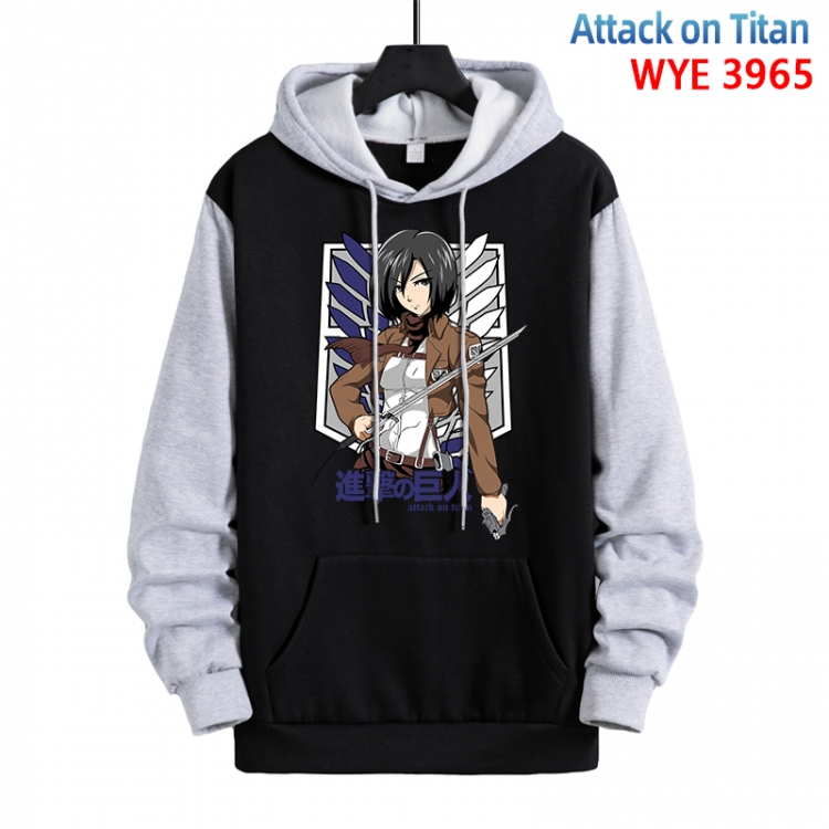 Shingeki no Kyojin Anime black and gray pure cotton hooded patch pocket sweaterfrom XS to 4XL 