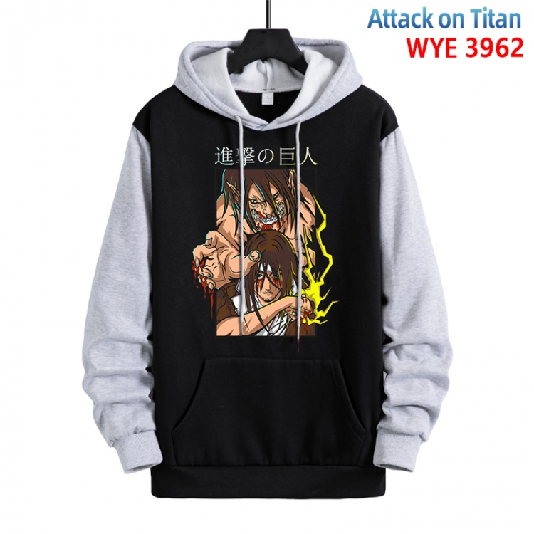 Shingeki no Kyojin Anime black and gray pure cotton hooded patch pocket sweaterfrom XS to 4XL 