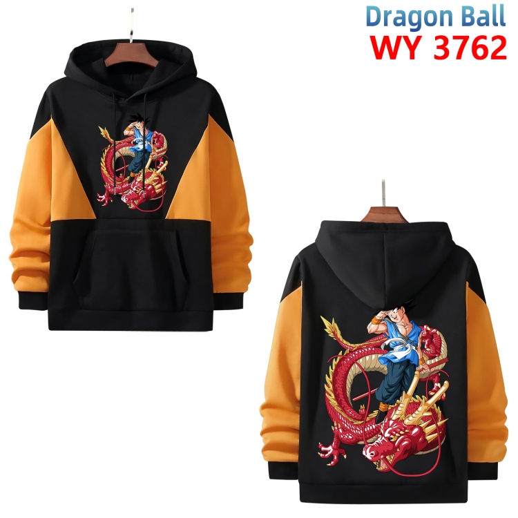 DRAGON BALL  Anime black and yellow pure cotton hooded patch pocket sweater from XS to 4XL