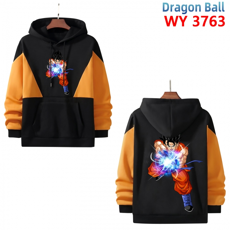 DRAGON BALL  Anime black and yellow pure cotton hooded patch pocket sweater from XS to 4XL