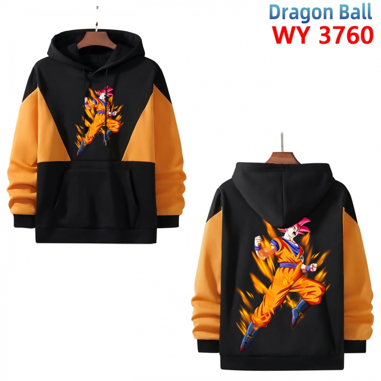 DRAGON BALL  Anime black and yellow pure cotton hooded patch pocket sweater from XS to 4XL