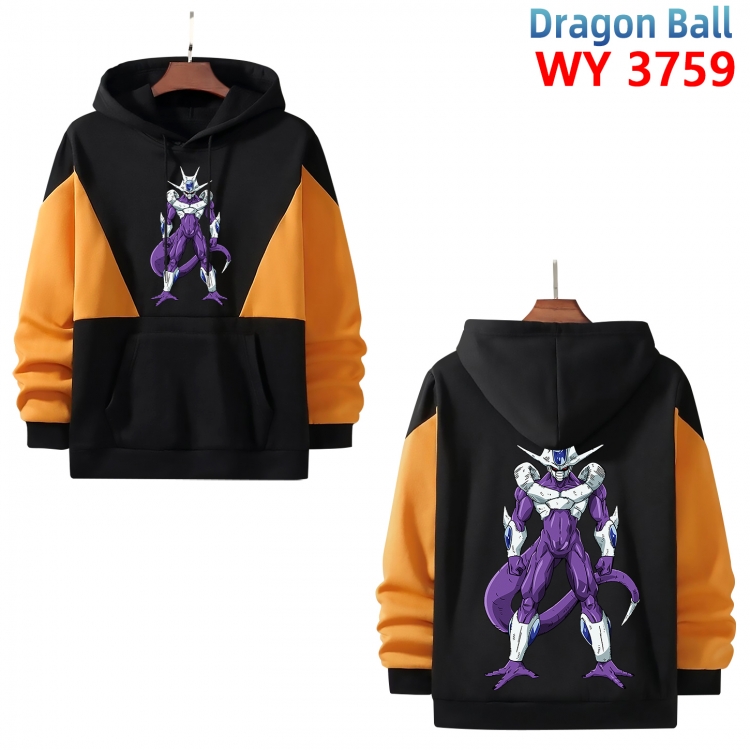 DRAGON BALL  Anime black and yellow pure cotton hooded patch pocket sweater from XS to 4XL