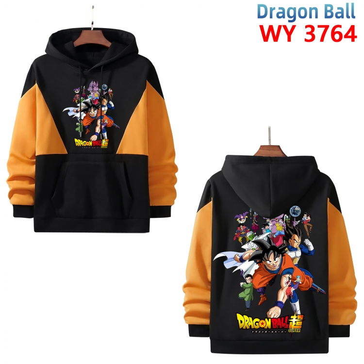 DRAGON BALL  Anime black and yellow pure cotton hooded patch pocket sweater from XS to 4XL