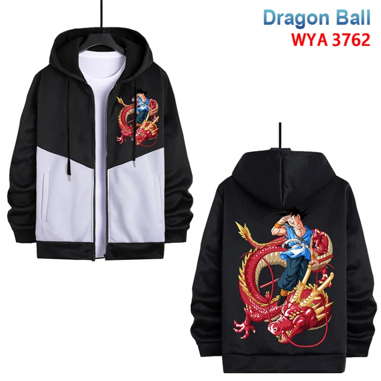 DRAGON BALL Anime black and white contrasting pure cotton zipper patch pocket sweater from S to 3XL