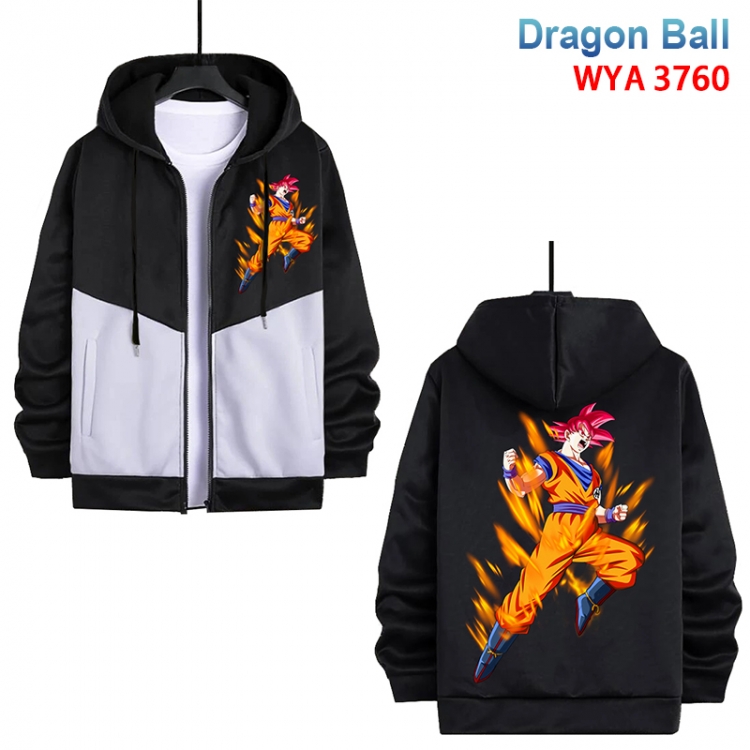 DRAGON BALL Anime black and white contrasting pure cotton zipper patch pocket sweater from S to 3XL