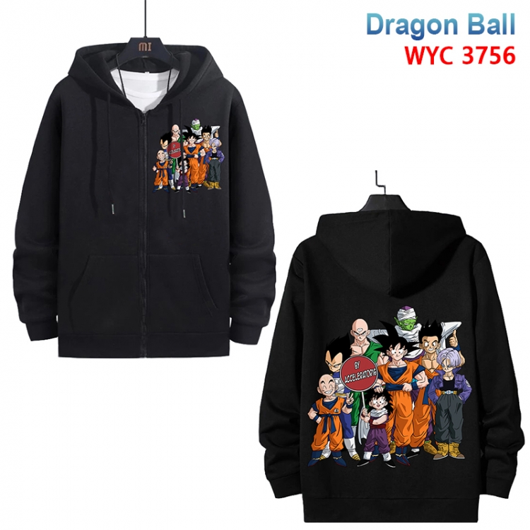 DRAGON BALL Anime black pure cotton zipper patch pocket sweater from S to 3XL 