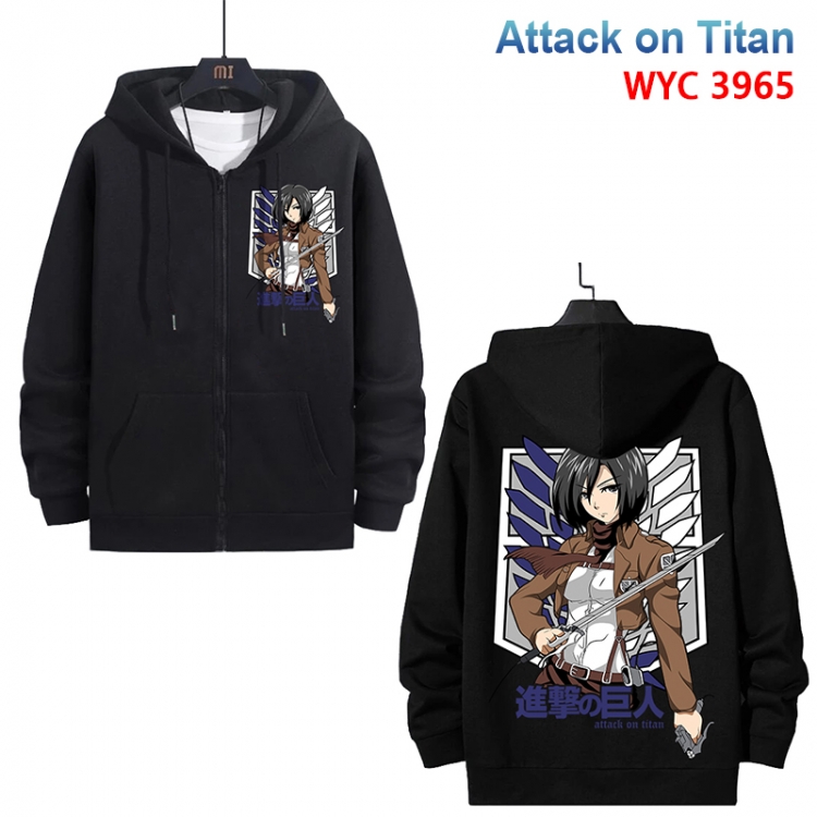 Shingeki no Kyojin Anime black pure cotton zipper patch pocket sweater from S to 3XL 