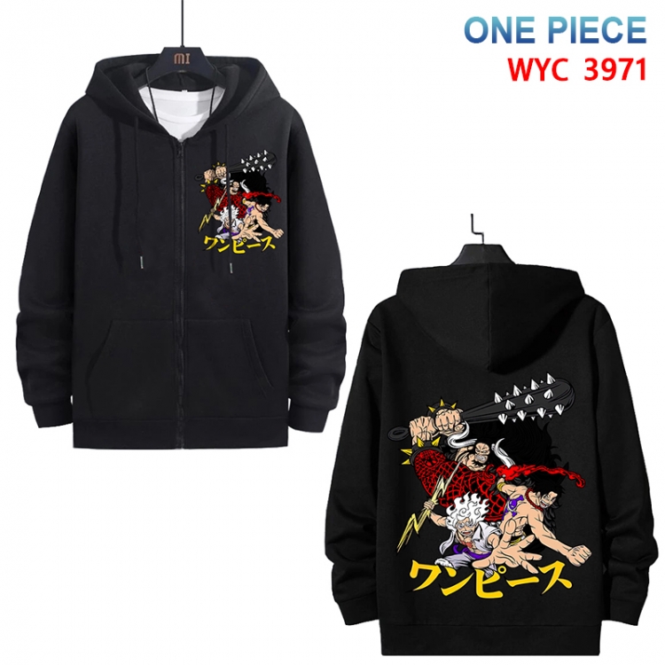 One Piece Anime black pure cotton zipper patch pocket sweater from S to 3XL 