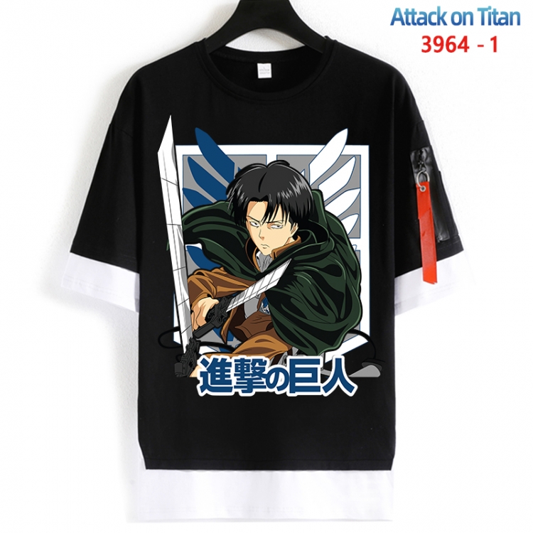 Shingeki no Kyojin Cotton Crew Neck Fake Two-Piece Short Sleeve T-Shirt from S to 4XL