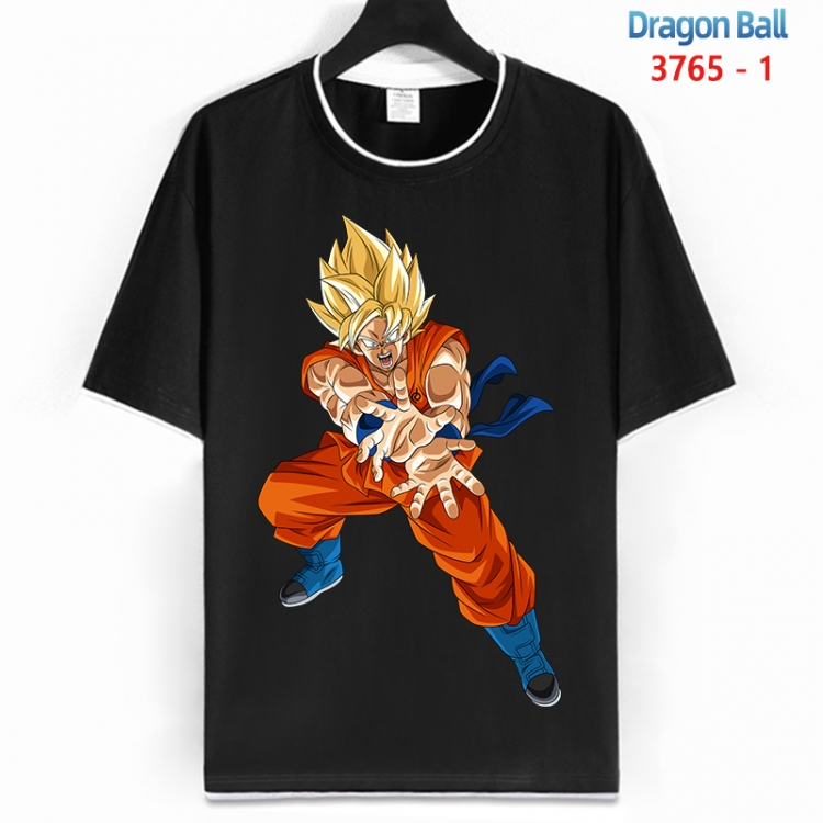 DRAGON BALL Cotton crew neck black and white trim short-sleeved T-shirt from S to 4XL