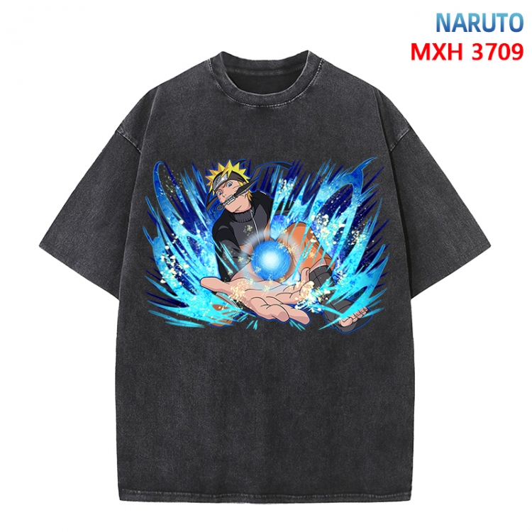 Naruto Anime peripheral pure cotton washed and worn T-shirt from S to 4XL