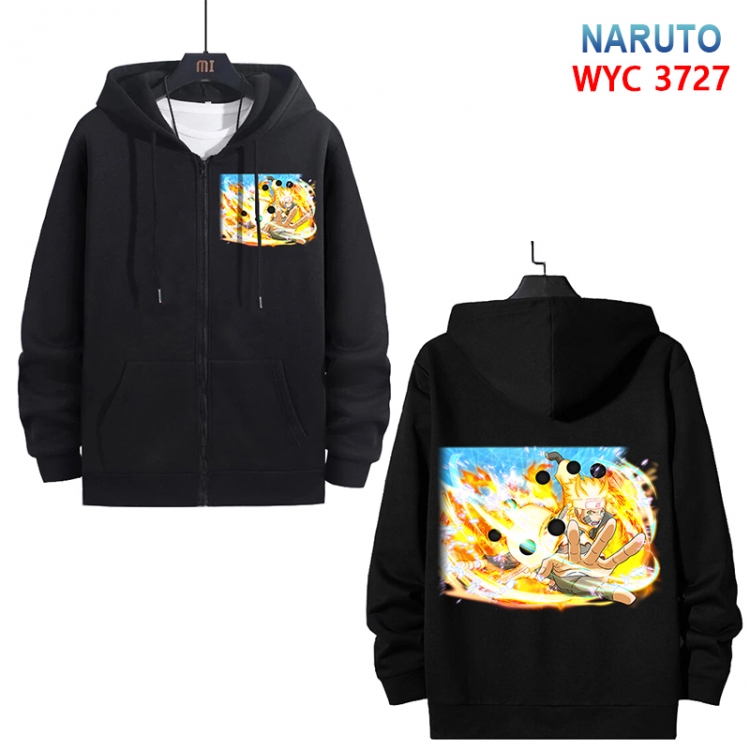 Naruto Anime black pure cotton zipper patch pocket sweater from S to 3XL 