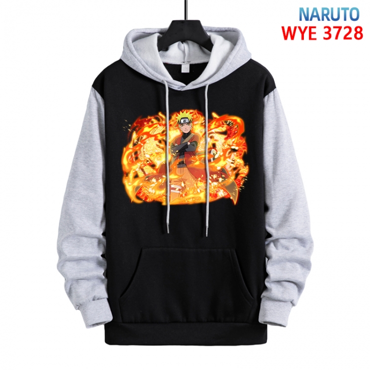 Naruto Anime black and gray pure cotton hooded patch pocket sweaterfrom XS to 4XL