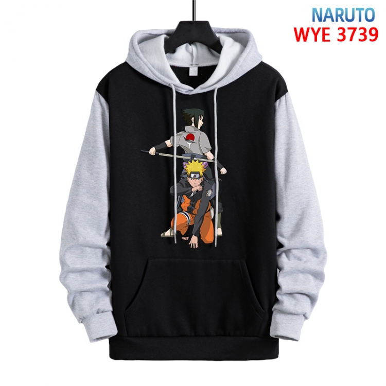 Naruto Anime black and gray pure cotton hooded patch pocket sweaterfrom XS to 4XL