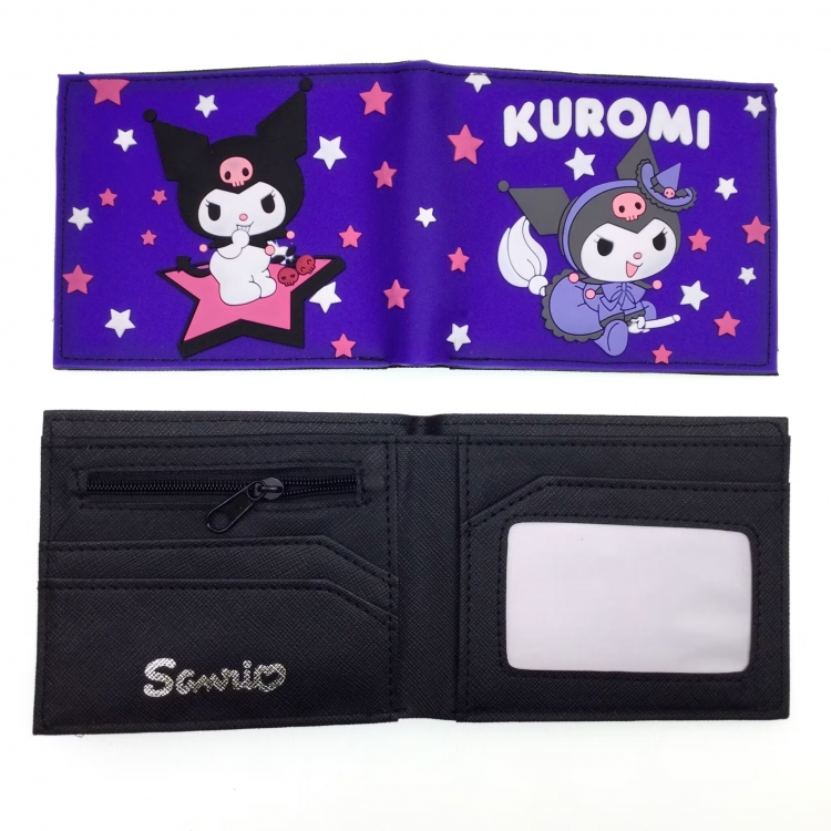 Kuromi Anime peripheral PVC adhesive surface short style folding wallet