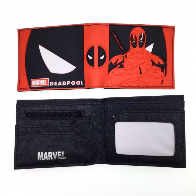 Deadpool Anime peripheral PVC adhesive surface short style folding wallet