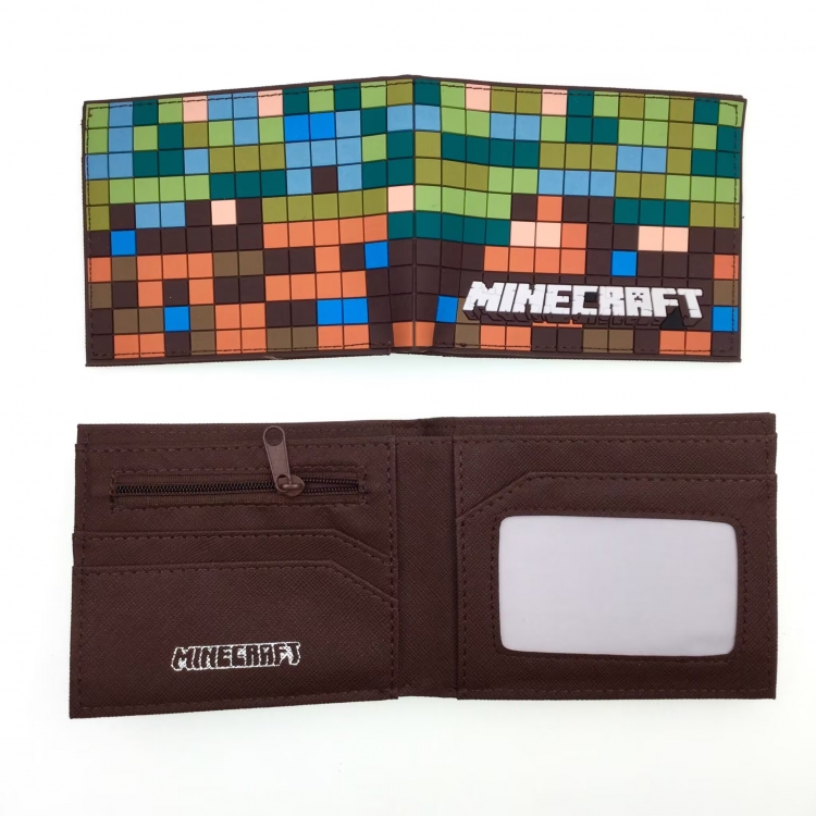 Minecraft Anime peripheral PVC adhesive surface short style folding wallet