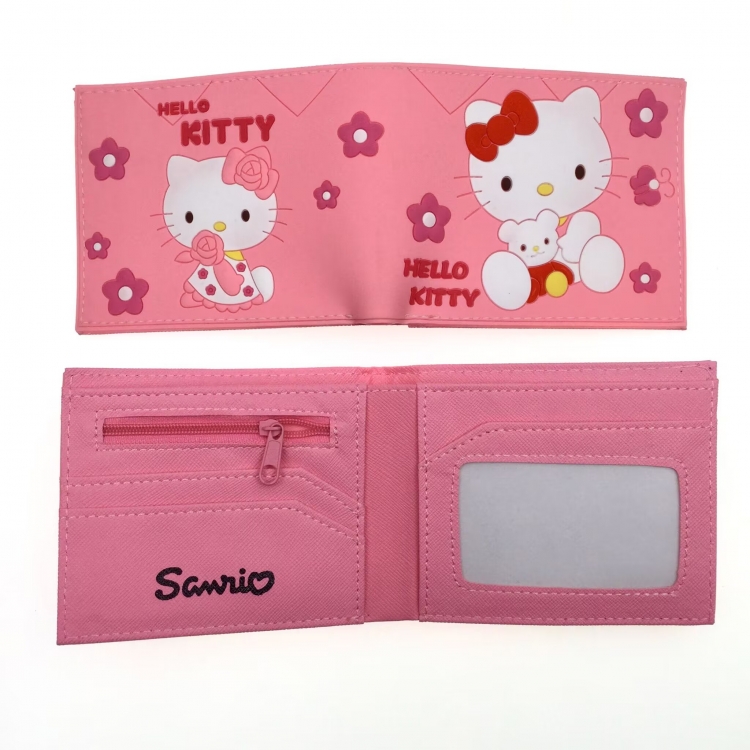 Hello Kitty Anime peripheral PVC adhesive surface short style folding wallet
