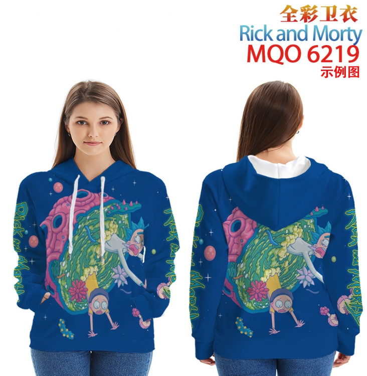 Rick and Morty Long Sleeve Hooded Full Color Patch Pocket Sweatshirt from XXS to 4XL