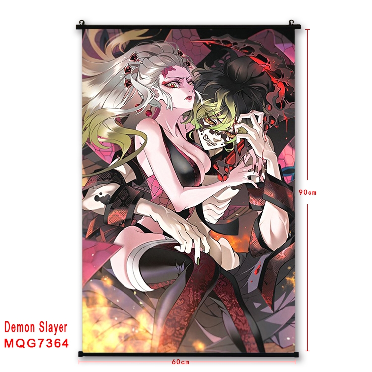 Demon Slayer Kimets Anime black Plastic rod Cloth painting Wall Scroll 60X90CM MQG-7364