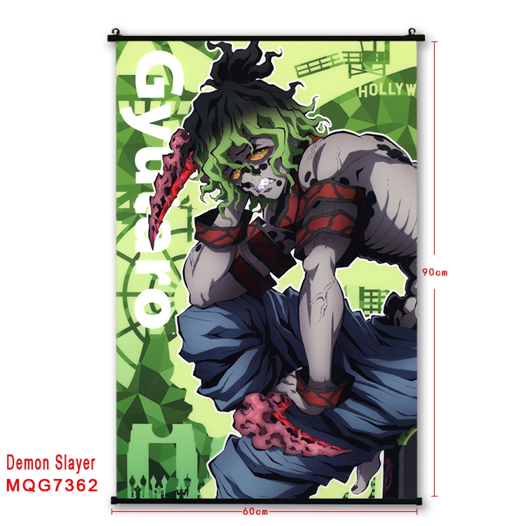 Demon Slayer Kimets Anime black Plastic rod Cloth painting Wall Scroll 60X90CM MQG-7362