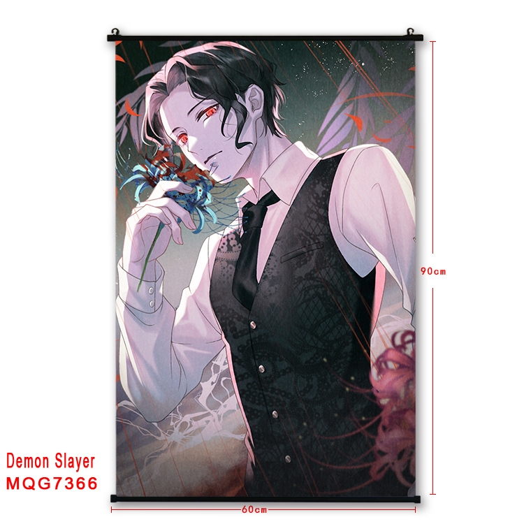 Demon Slayer Kimets Anime black Plastic rod Cloth painting Wall Scroll 60X90CM MQG-7366