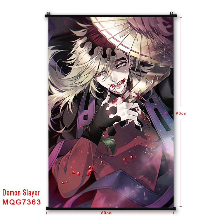 Demon Slayer Kimets Anime black Plastic rod Cloth painting Wall Scroll 60X90CM MQG-7363