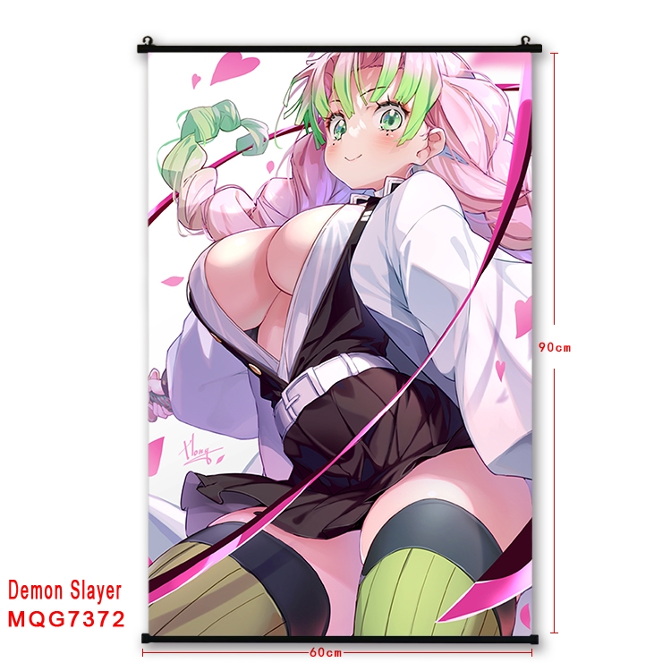 Demon Slayer Kimets Anime black Plastic rod Cloth painting Wall Scroll 60X90CM MQG-7372